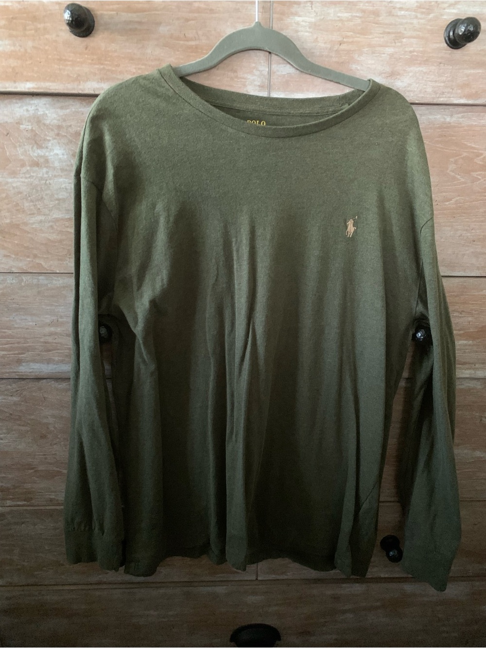 Polo by Ralph Lauren long sleeve olive green crew neck shirt. XL
